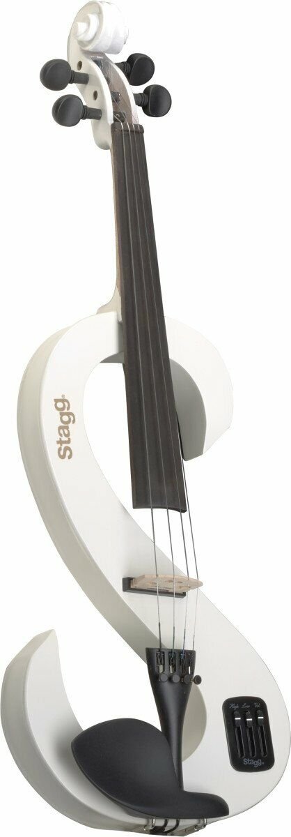 Stagg S-Shaped 4/4 Electric Violin w/ Soft Case & Headphones White New Open Box