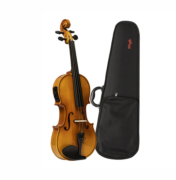 Stagg 4/4 Solid Maple Electric Acoustic Violin w/ Ebony Fingerboard & Soft Case