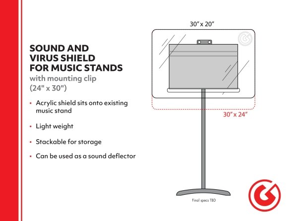 Gibraltar 5-Pack 24" x 30” Sound Shield for Music Stand w/ Clips