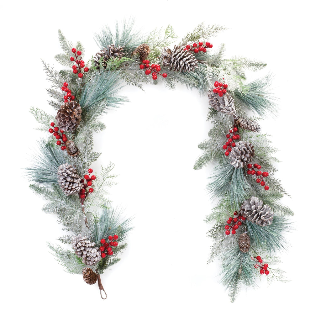 Pine Cone Berry Twig Garland (Set Of 2) 5'L Plastic