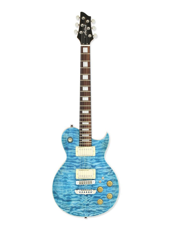 Aria PE Series Electric Guitar - Quilted Maple Emerald Blue - PE-480-SEBL
