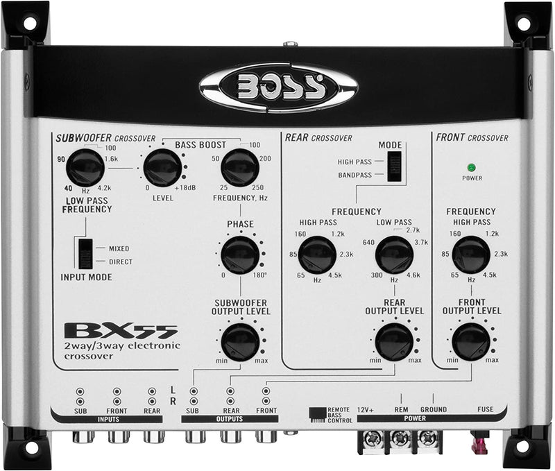 Boss 2/3 Way Car Audio Electronic Crossover Bass w/ Remote Control - BX55