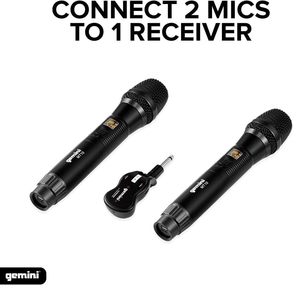 Gemini GMU M200 UHF Dual Wireless Microphone System Rechargeable