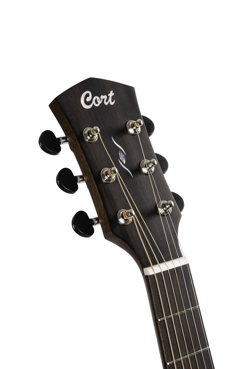 Cort COREDCOPBB Dreadnought Cutaway Acoustic Electric Guitar - Open Pore Black