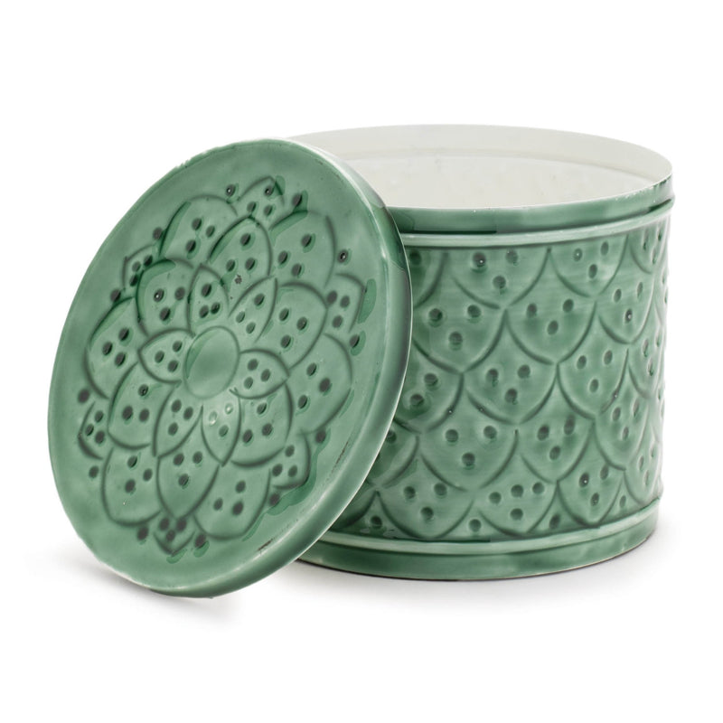 Melrose Sage Green Metal Container with Lid (Set of 2)