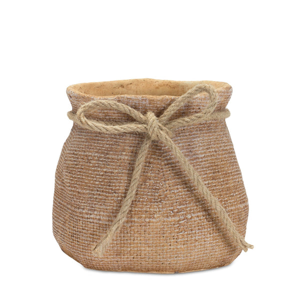 Melrose Stone Planter with Burlap Bag Design 6.25"H Planter