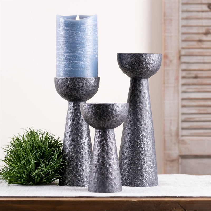 Melrose Hammered Design Candle Holder (Set of 3)