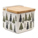 Melrose Ceramic Pine Tree Canister with Wood Lid 5.25"L
