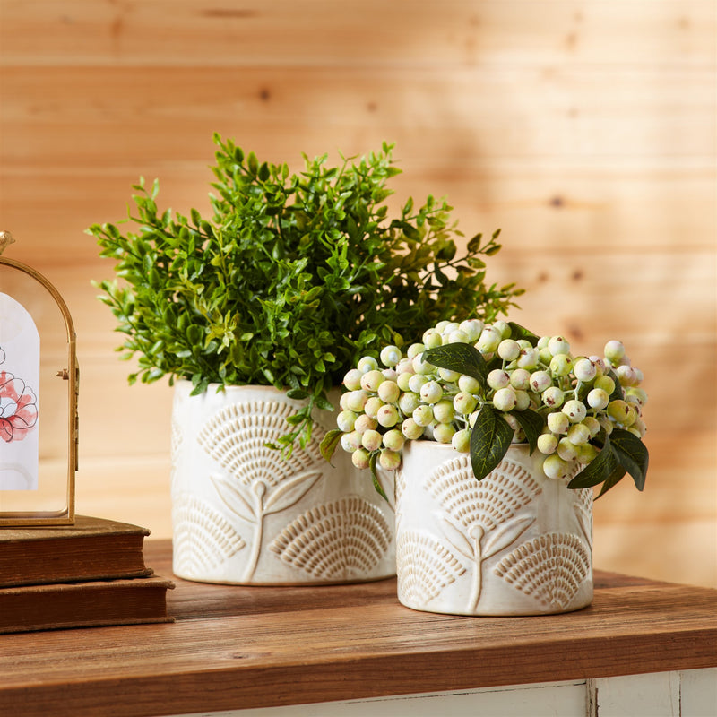 Melrose Porcelain Floral Patterned Planter Set of 2 Planter, Porcelain