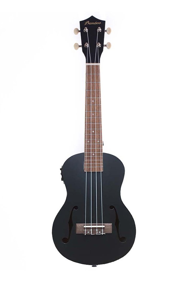 Bamboo Violin‑Style Concert Ukulele 23″ Black w/ EQ & Tuner - U23‑VIO‑BK‑Q