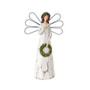 Melrose Frosted Winter Angel with Bird and Wreath Accent (Set of 2)