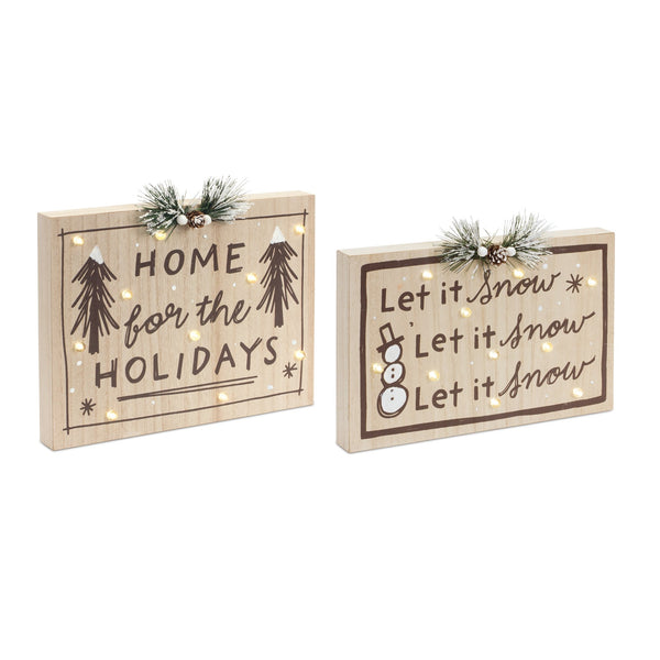 Melrose LED Holiday and Snow Sign (Set of 2)