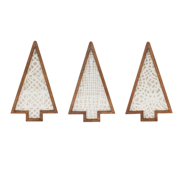 Melrose Framed Paper Mache Pine Tree (Set of 3)