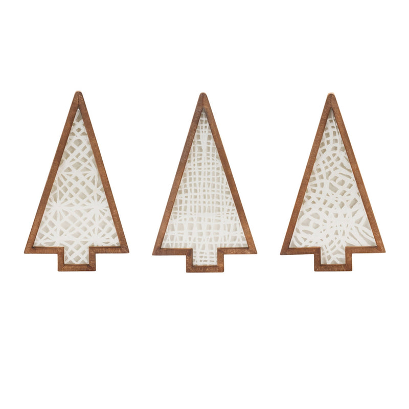 Melrose Framed Paper Mache Pine Tree (Set of 3)