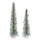 Melrose Glittered Bottle Brush Tree with Ornaments (Set of 2)