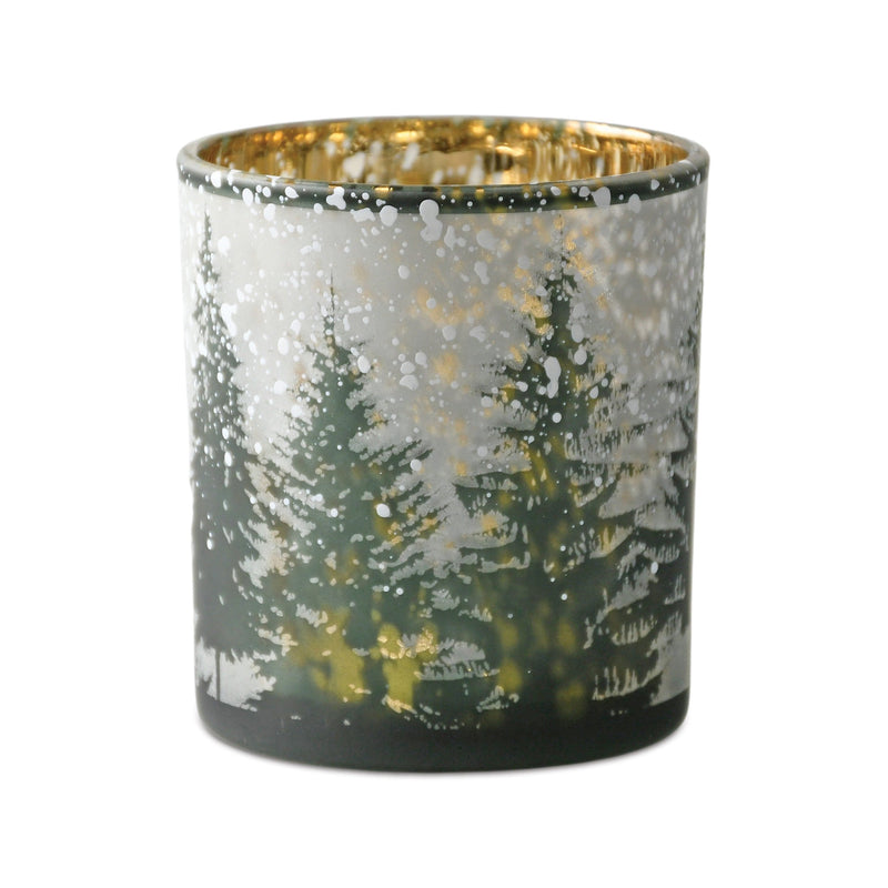 Melrose Frosted Pine Mercury Glass Candle Holder (Set of 3)