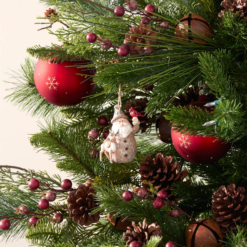 Melrose Santa with Deer and Cardinal Bird Ornament (Set of 6)