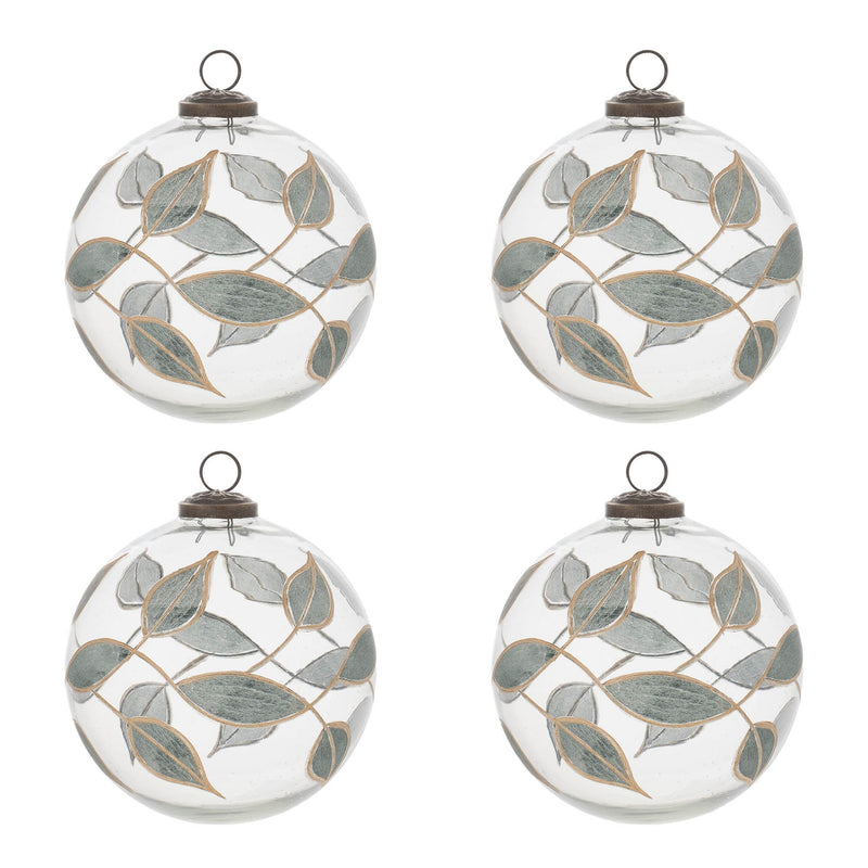 Melrose Leaf Etched Ball Ornament (Set of 4)