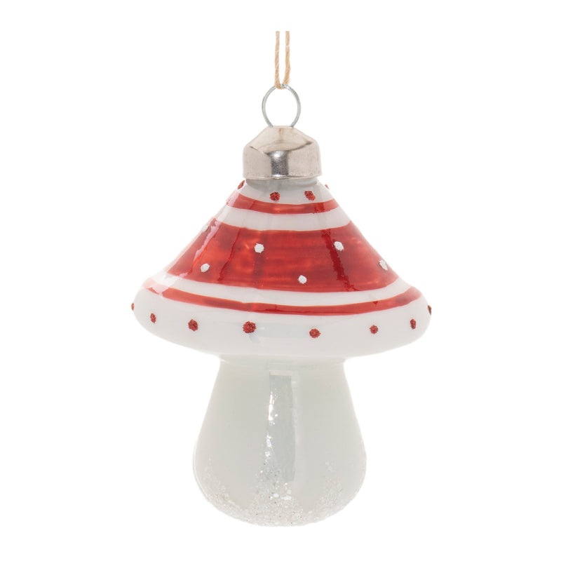 Melrose Glittered Glass Mushroom Ornament (Set of 6)