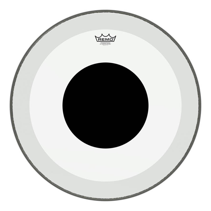Remo Powerstroke 3 Clear 22" Bass Drumhead w/ Top Black Dot - P3-1322-10
