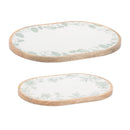 Melrose Wood Mushroom and Floral Print Tray (Set of 2)