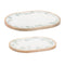 Melrose Wood Mushroom and Floral Print Tray (Set of 2)