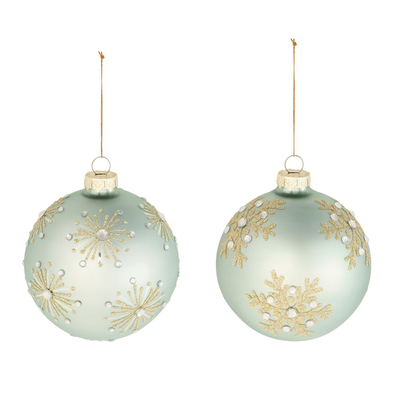 Melrose Green Glass Ball Ornaments (Set of 6)