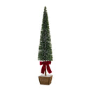 Melrose PVC Bottle Brush Design Pine Tree Decor with Bow (Set of 3)