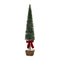 Melrose PVC Bottle Brush Design Pine Tree Decor with Bow (Set of 3)