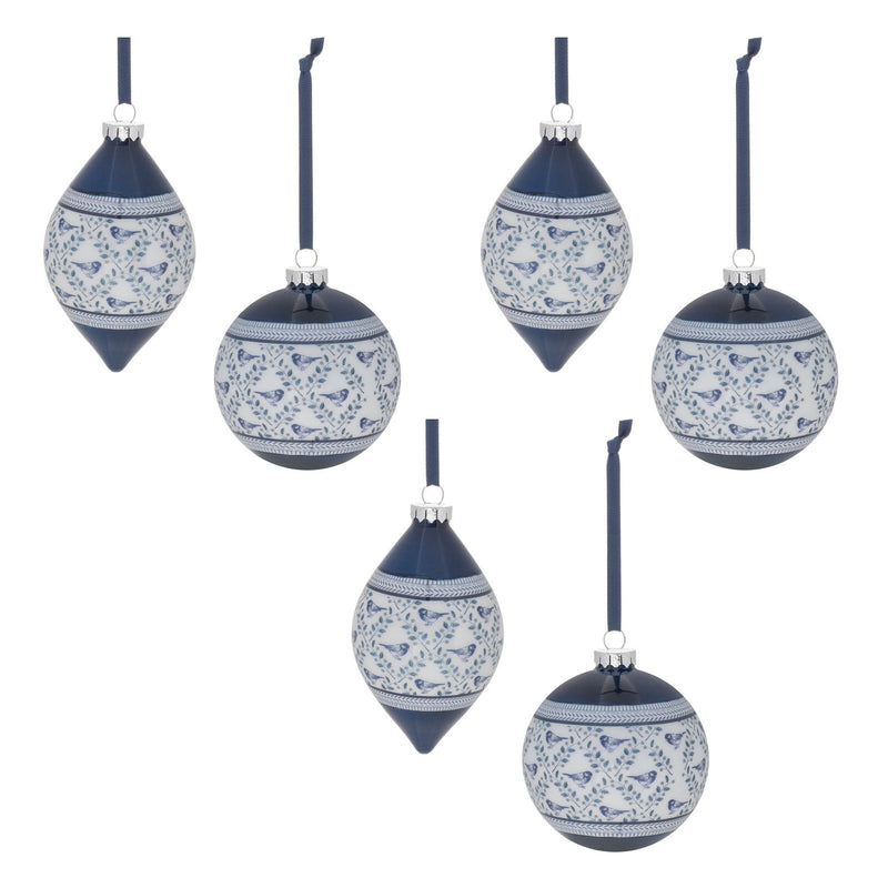 Melrose Ornate Bird Print Ornament (Set of 6)