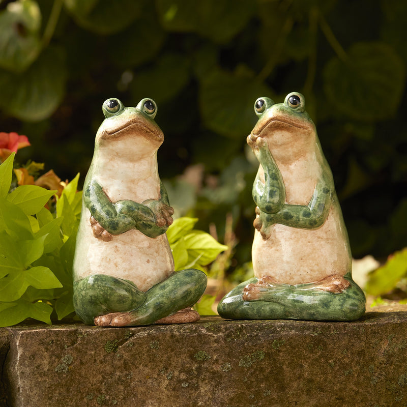 Melrose Ceramic Garden Frog Statue (Set of 2)