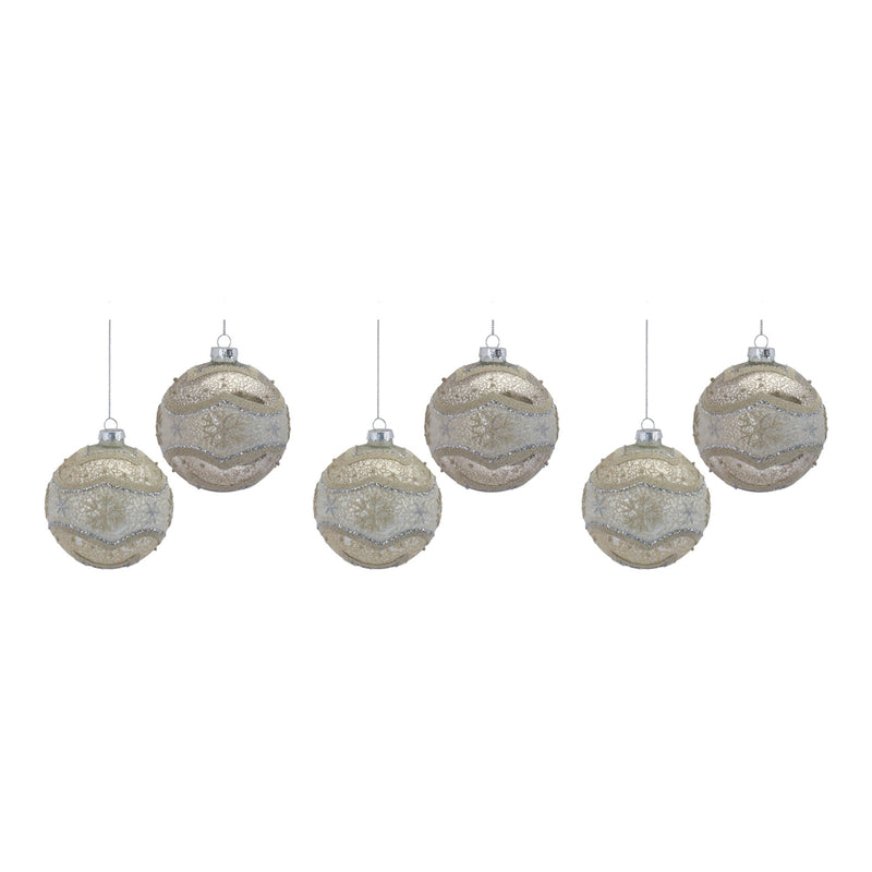 Snowflake Mercury Glass Ball Ornament (Set of 6)