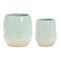 Melrose Two-Tone Porcealin Planter with Leaf Design Set of 2 Planter, Porcelain