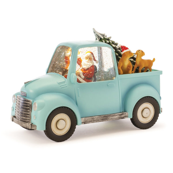 Melrose LED Snow Globe Truck with Santa and Dogs 8.75"H