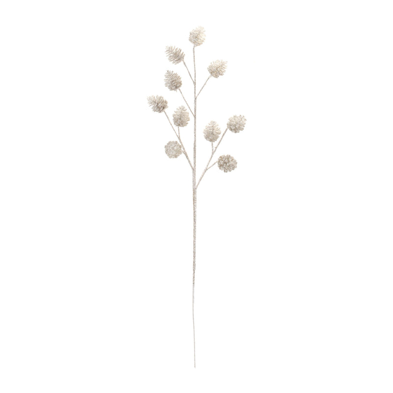Melrose Glittered Silver Pinecone Spray (Set of 6)