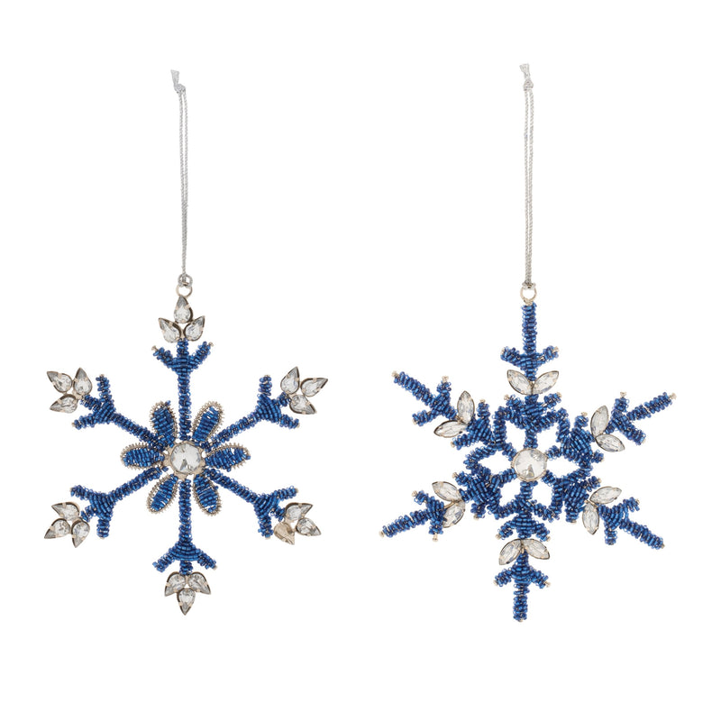 Melrose Beaded Metal Snowflake Ornament (Set of 12)