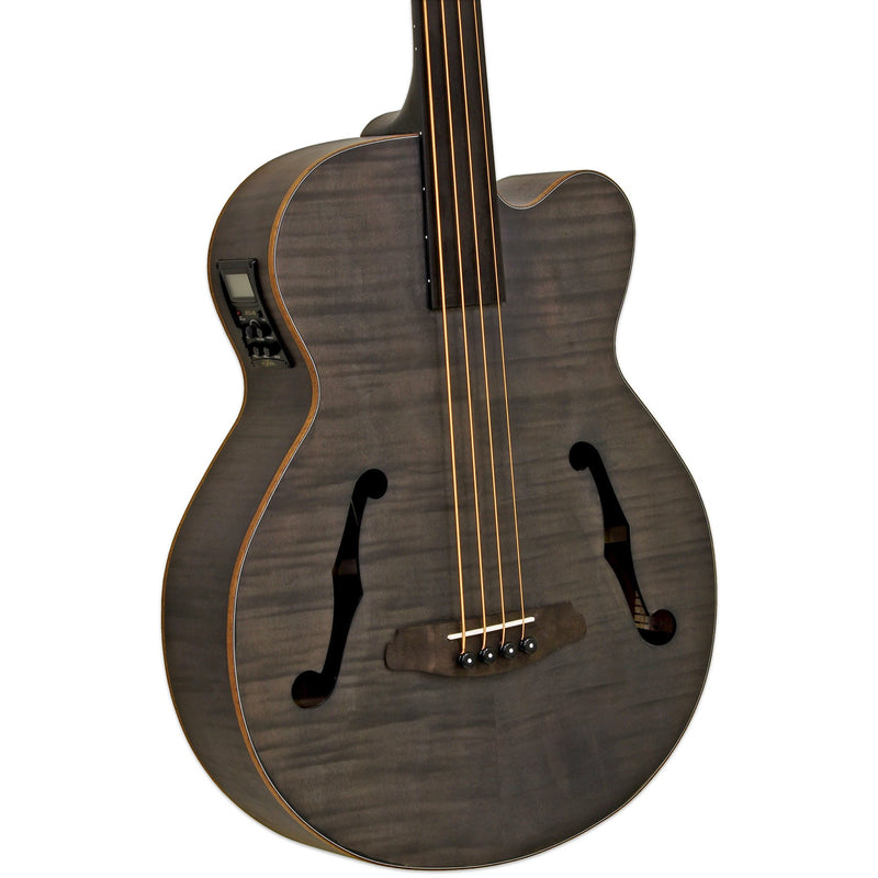 Aria FEB-F2/FL Full-Scale Fretless Acoustic-Electric Bass – Stained Black
