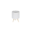 Melrose Porcelain Face Planter with Wooden Legs Set of 3 Planter, Face