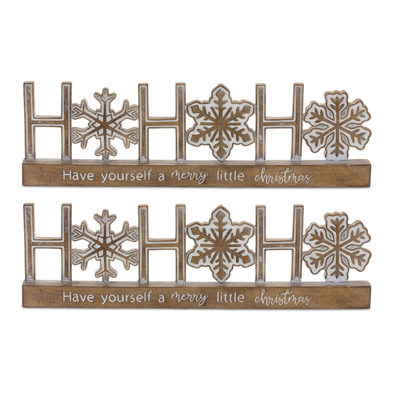 Melrose Ho Ho Ho Tabletop Sentiment Sign (Set of 2)