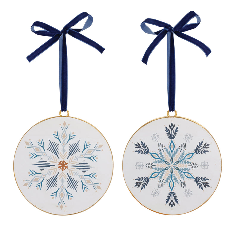 Metal Modern Snowflake Disc Ornament (Set of 12)