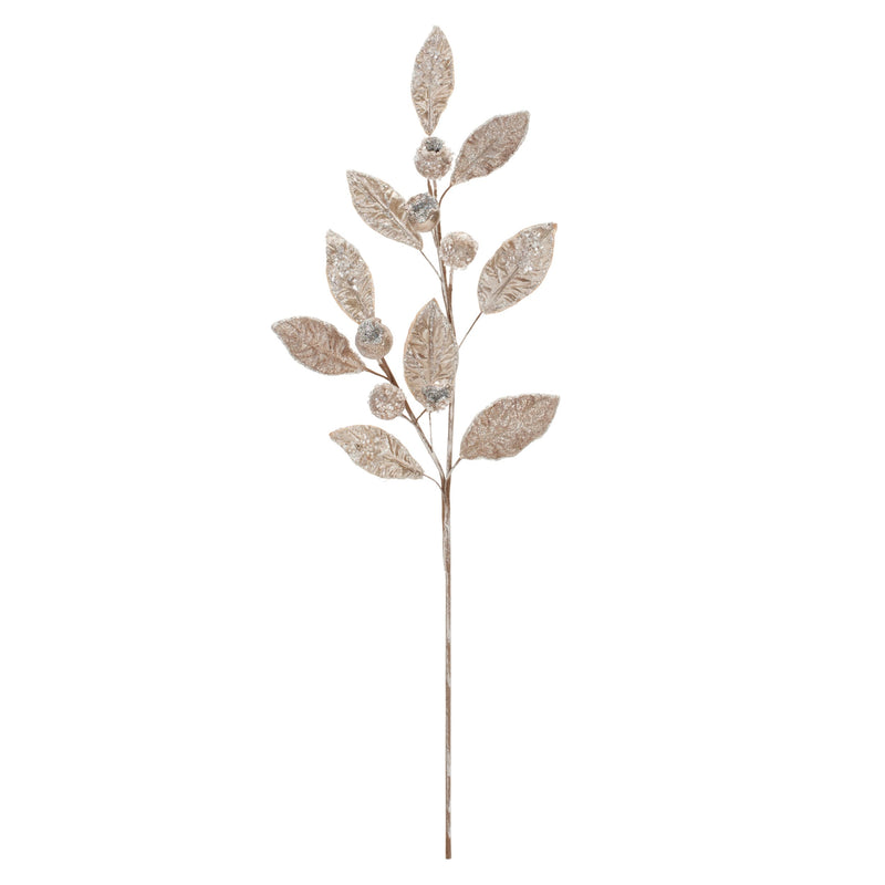 Melrose Beaded Silver Leaf Stem (Set of 2)