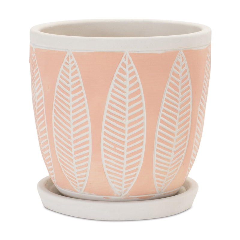 Melrose Stone Planter with Plate Set of 2 Planter