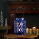 Melrose Snowflake Punched Metal Candle Lantern 9.5"H