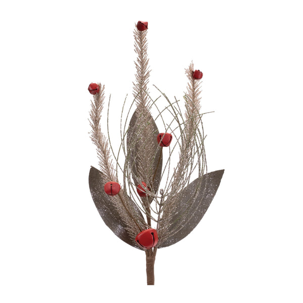Melrose Glittered Pine and Sleigh Bell Spray (Set of 6)