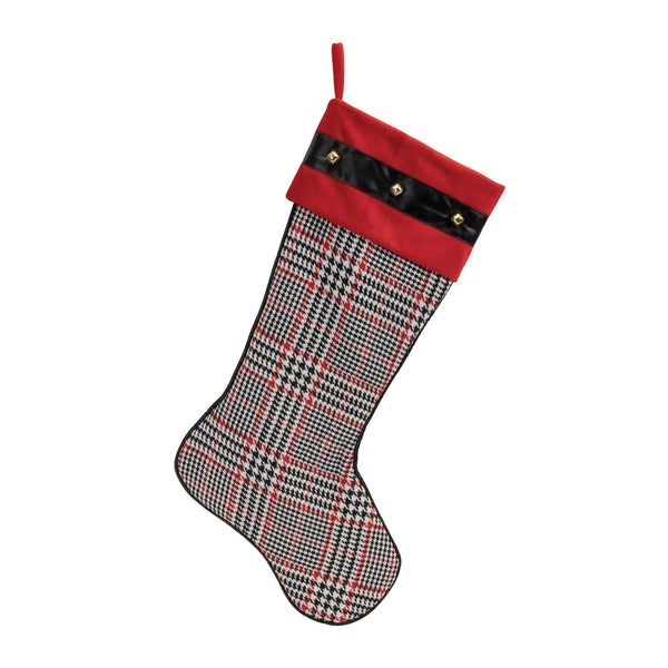 Melrose Houndstooth Plaid Holiday Stocking (Set of 3)