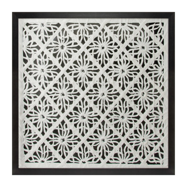 Melrose Framed Floral Wall Decor Under Glass 19.5"SQ, Modern, Wood, Plastic