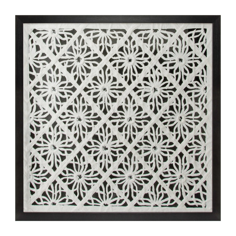 Melrose Framed Floral Wall Decor Under Glass 19.5"SQ, Modern, Wood, Plastic