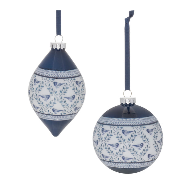 Melrose Ornate Bird Print Ornament (Set of 6)