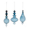 Melrose Blue Ribbed Glass Finial Drop Ornament (Set of 6)