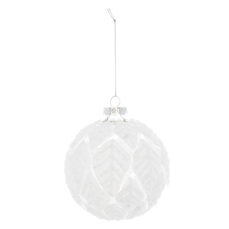 Frosted Leaf Glass Ball Ornament (Set of 12)